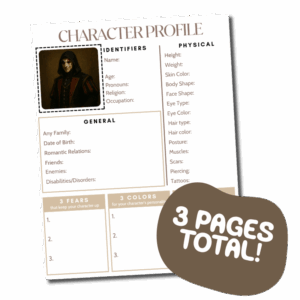 character worksheet canva template