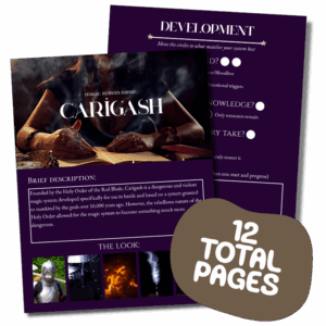 magic system builder canva template for world building