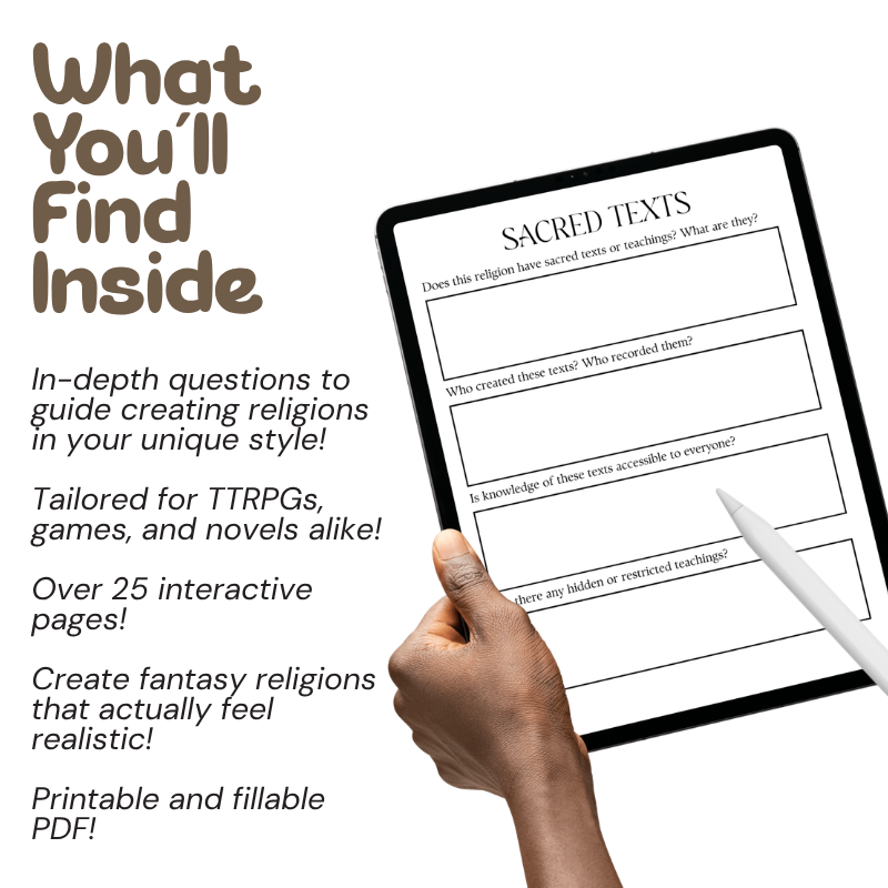 pdf printable fantasy religion workbook